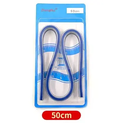 30 40 50 60 75 100cm Plastic snake shaped ruler Flexible Curve Ruler with inner metal strip for school office drawing