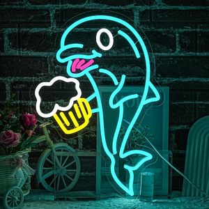 Letreros de neón LED regulables Dolphin Beer, luz ambiental alimentada por USB, luz decorativa para escaparates, luz indicadora de calle, personalizada 5V - Product Image 6