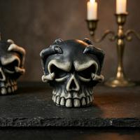 Moule en silicone M63765 Crâne d'Halloween pour bougies, outil créatif pour la fabrication de pierres diffuseuses de cire parfumée