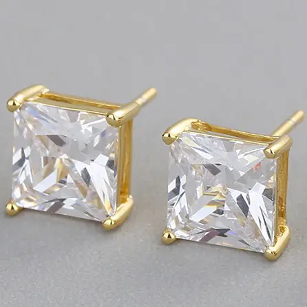 Classic Design 925 silver earrings men's personality black square diamond For Female And male