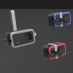 ปลั๊กไฟออกแบบพกพา EU 1ช่องพร้อมสายเคเบิลยาว1.5ม. 2 USB พอร์ตเอาต์พุต1.5ม. สายเคเบิลหลายปลั๊กสำหรับกระแสไฟ16A เดินทาง - Product Image 6