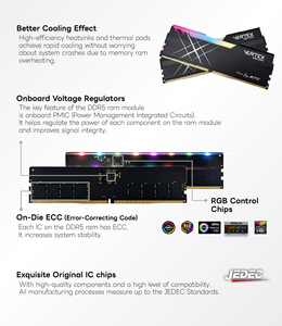 [KINGSMAN AITC] DDR5 16GBx2 6000MHz 32GB RAM 1.25-1.45V CL38/40/42/46 สำหรับเดสก์ท็อปเกมมิ่ง สีดำ ได้รับการรับรองมาตรฐาน CE รับประกัน 5 ปี พร้อมคู่มือ - Product Image 3