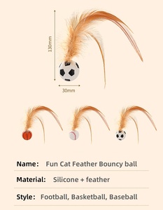 Yeni Lastik Elastik Tüylü Top, Kovalamaya, Oynamaya ve Isırmaya Eğilimli Kediler İçin İnteraktif Futbol, Basketbol, Beyzbol Topu Oyuncağı - Product Image 2