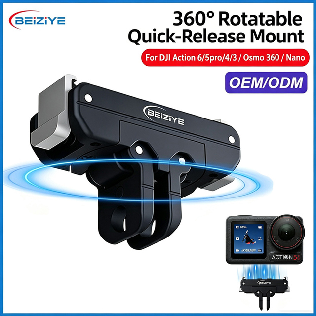 360° Rotatable Magnetic Quick Release Mount for DJI Action 6/5pro/4/3 1/4" Thread & 2 Claw Interface Adapter for Osmo 360/ Nano