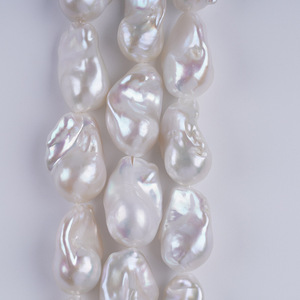 Perles de culture d'eau douce naturelles Zhuji 16-20 mm, blanches/rose, forme baroque irrégulière, trou traversant, pour DIY - Product Image 3