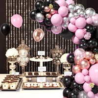 Kit de guirlande de ballons noirs et roses 119 pièces, décorations pour mariage, Saint-Valentin, anniversaire de filles