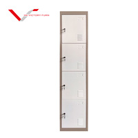 Casier de rangement en métal bleu pour employés, 4 compartiments, casiers pour personnel, casier de gym miniature personnalisé pour vestiaire
