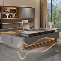 Bureau de direction haut de gamme convertible en L en bois avec rangements pour salle de réunion
