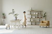 Gaya Modern pertengahan abad geometris modern furnitur antik daur ulang pinus tampilan aksen kabinet kayu lemari rak buku