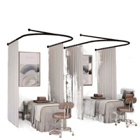 Rideau de séparation pour salon de beauté en forme de U, translucide, non transparent, pour centre de soins de santé, nouveau style chinois, avec tringle en tissu