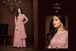 Robe Anarkali Kurti à la mode pour femmes indiennes Dupatta costume de fête de mariage Long Vaishnavi Net travail longueur au sol ordre léger naturel - Product Image 5