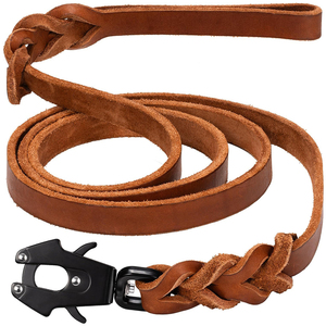 Pet Dog Leash Leather 4/5/6FT Durable Solid <b>Small</b> Medium Dogs Cats Training Walking Lead Hands Free Buckle Tactical - Product Image 3