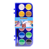Artmate Aquarell Kuchen Set 12 Farben mit Pinsel, Aquarell Gemälde, Aquarell Farbe Set für Studenten und Künstler