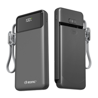 Batterie externe remplaçable 1260110, chargeur portable 10000mAh, 22.5W, câbles intégrés, écran LED, lumières d'urgence, Powerbanks