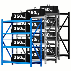 Scaffalatura Industriale a 4/5 Ripiani, Scaffali in Acciaio per Magazzino Regolabili, Portata 350kg, Scaffale Metallico per Garage e Officina - Product Image 1
