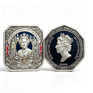 Pièce de monnaie plaquée argent du 100e anniversaire d'Elizabeth II, frappée à l'origine, forme irrégulière, objet de collection patriotique, portrait de la reine 2022 - Product Image 1