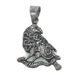 Collar con colgante de luna de lobo completo vikingo nórdico, joyería de acero inoxidable, abalorio de cuervo chapado en oro para hombres, inspirado en mitología nórdica - Product Image 2