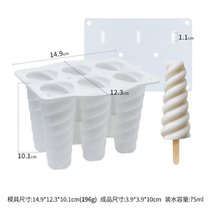 Dumo 6 khoang xoắn ốc cấp thực phẩm Silicone Ice Cream Popsicle Tự làm sữa chua thanh trái cây khuôn khay bán buôn Maker - Product Image 4