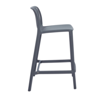 Tabouret de bar commercial moderne en plastique intégré, dossier à lattes creuses, repose-pieds, stable et durable pour intérieur - Vente en gros