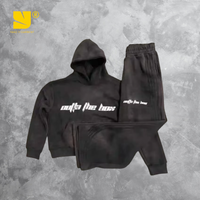 Streetwear surdimensionné personnalisé Ensemble sweat à capuche et pantalon de survêtement à rayures et délavés au soleil Survêtement pour hommes