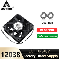 Ventilateur de refroidissement axial sans balais Gdstime 110V 120V 220V 240V 12cm AC EC à double roulement à billes 120mm 120x120x38mm pour boîtier d'ordinateur PC