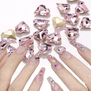 3d Roze Hart Nail Onderdelen Kunst Decoratie Beer Strikken Hars Nagel Kristal Charms Steentjes Accessoires Manicure