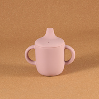 Gobelet en silicone pratique avec poignée Tasse d'entraînement souple avec couvercles pour enfants pour bébé tout-petit Alimentation Starter Tasse d'apprentissage