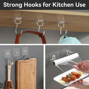 Household Strong Adhesive Stainless Steel Wall <b>Hook</b> for Kitchen Bathroom Wardrobe-Self-Adhesive Durable Traceless Design - Product Image 5