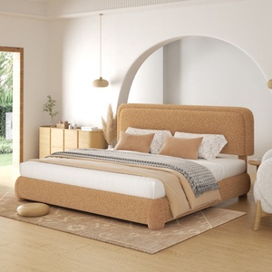 Современная регулируемая кровать-платформа размера Queen с обивкой из ткани, местом для хранения, металлическим каркасом из МДФ и прочной дубовой основой - Product Image 1