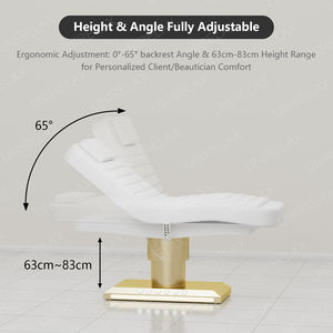 Mesa de Tratamiento de Masaje Eléctrica Completa Moderna Color Blanco y Oro para Terapia Médica, Spa, Salón, Pestañas, Esteticista, Cosmética Facial y Cama de Belleza - Product Image 3