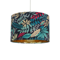 Échantillons gratuits, vente en gros, abat-jour rond en tissu avec motif de feuilles de couleur foncée, abat-jour de Table