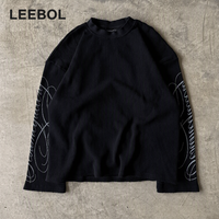 T-shirt thermique gaufré pour homme à motifs personnalisés, impression DTG DTF, logo vintage vieilli, coupe ajustée, manches longues, tricot gaufré