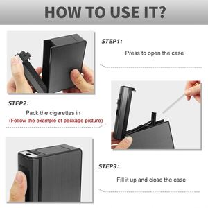 Étui à cigarettes portable en métal et plastique, coupe-vent, étanche, doré, avec logo personnalisé et briquet à gaz – Vente en gros - Product Image 3