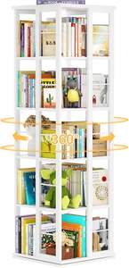 Estantería Giratoria Aheaplus, Estantería de Madera con Rotación de 360 Grados, Estantería de Pie para Libros, Estante Estrecho de 5 Niveles, Color Blanco - Product Image 4