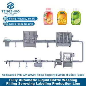 Ligne de production entièrement automatique de lavage, remplissage, vissage et étiquetage de bouteilles de haute précision, sur mesure <span class=keywords><strong>pour</strong></span> <span class=keywords><strong>les</strong></span> produits liquides - Product Image 1