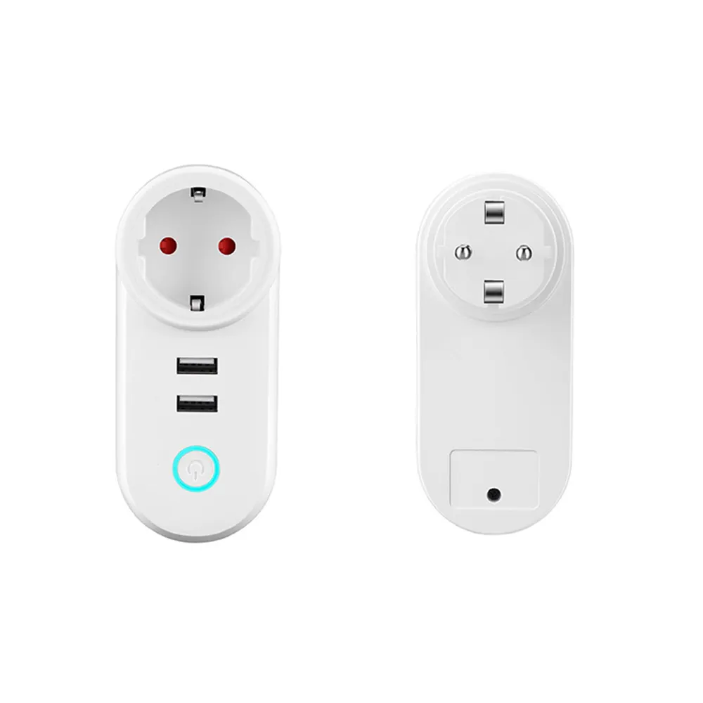 Customized package digital timer eu power plug new energy saving timer prog smart wifi socket with dual USB for home Tuya alexa