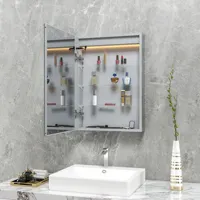 Medicine Cabinet New Style Modern Touch Switch Defogger Luxury LED Bathroom Aluminum Frame Medicine Mirrored Cabinet