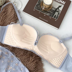 Lace Sexy Embroidery Small Chest Gathered Underwear Without Steel <b>Ring</b> Thickened Text Bra Pure Desire Style Girl - Product Image 4