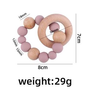 Bambino di legno di faggio biologico massaggiagengive/legno di faggio animale molare ciuccio catena di dentizione naturale in legno sonaglio molare - Product Image 3