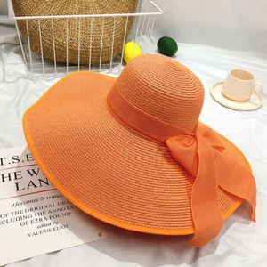 Wholesale Beach Seaside Vacation <b>Summer</b> Women <b>Straw</b> <b>Hat</b> Bowknot Wide Brim <b>Summer</b> Beach Floppy Gorras - Product Image 3
