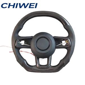 Funda de Cuero de Fibra de Carbono Real para Volante, Diseño Deportivo de Fondo Plano, para <span class=keywords><strong>Jeep</strong></span> <span class=keywords><strong>Renegade</strong></span> Wrangler JL JT Grand Cherokee SRT - Product Image 3