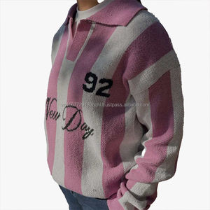 Camiseta de Fútbol de Punto con Rayas Verticales Estilo Jersey Vintage Otoño 2026 para Hombre y Mujer, Personalizada con Letras Impresas, Cuello Redondo, Poliéster/Algodón - Product Image 5