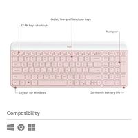 Clavier et souris sans fil OEM ODM MK470 Slim Compact Combo Rose – Clavier compact silencieux à profil bas avec pavé numérique, design fin et ambidextre