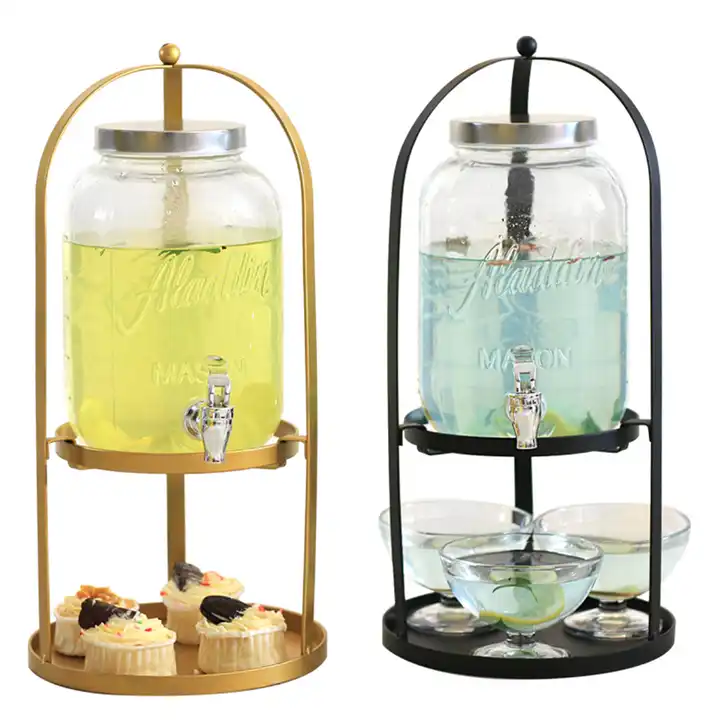 Glass Beverage Dispenser With Spigot And Metal Stand - Buy Glass