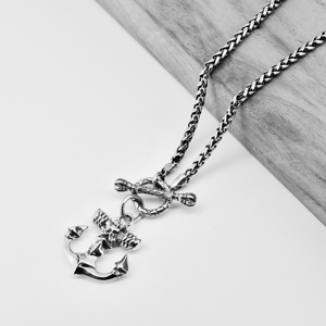 Collier gothique en métal avec ancre de crâne, pendentif en argent, rue, Bar pour jeunes, Culture, personnalité, vente en gros - Product Image 4