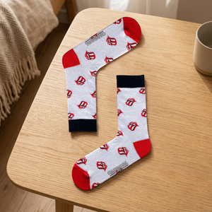 Chaussettes colorées unisexes pour adultes, motif langue rouge unique, tissage en tissu, silhouette longue, couleur jaune toile, type 1, lavage TR, fabriquées - Product Image 3