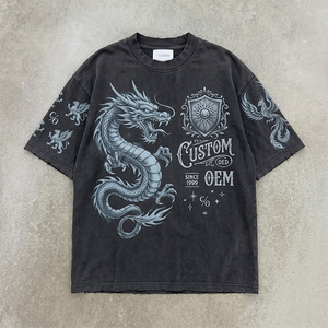 Camiseta Oversize de Algodón 100% de 430 GSM con Estampado Digital, Hombros Caídos, Estilo Vintage Desgastado, Personalizada OEM, para Streetwear - Product Image 1