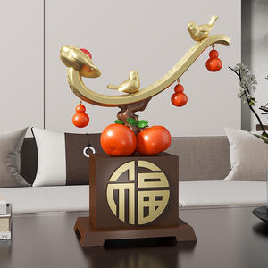 Modernos Adornos Decorativos de Resina Pintados a Mano Estilo Chino, Económicos y Nuevos de Fábrica, con Forma de Caqui, para Sala de Estar, Vinoteca u Oficina - Product Image 3