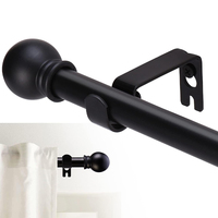 Ensemble de tringles à rideaux décoratives modernes 28-48 pouces 5/8 pouces Noir mat avec supports en métal lourd
