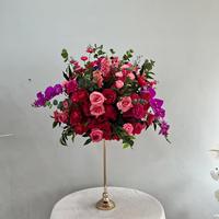 J-FB164 Vente en gros de boules de fleurs noires, centre de table en rose noire, boule de fleurs artificielles en soie, décoration de centre de table pour mariage
